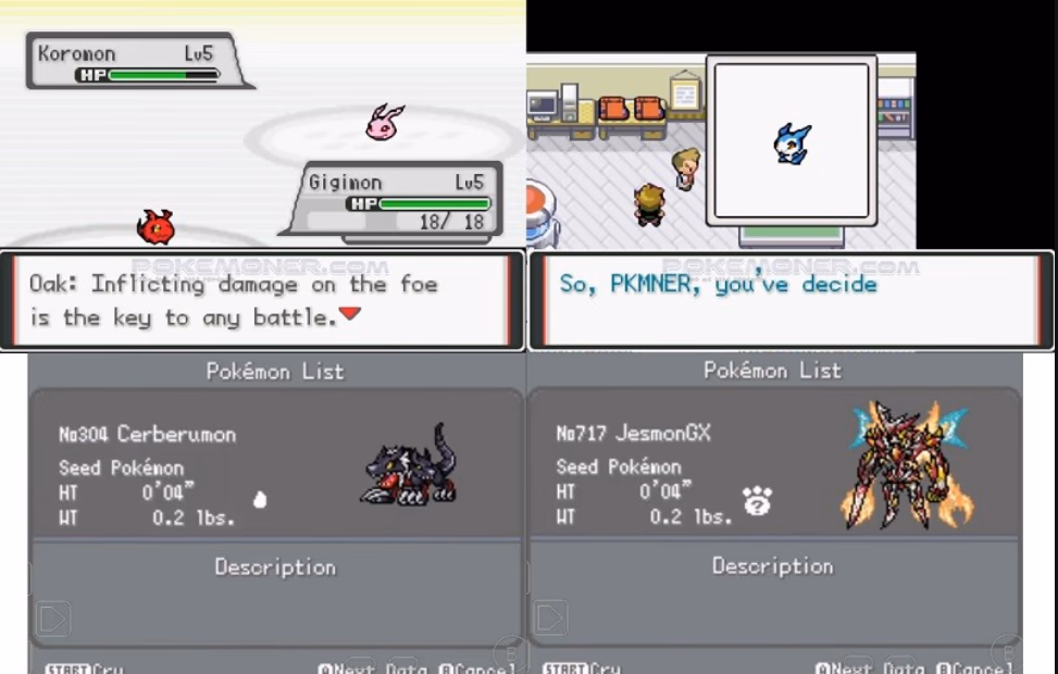 Pokémon Digimon Fire Red (GBA) Gameplay Screenshot 1 - Gohan's Tips