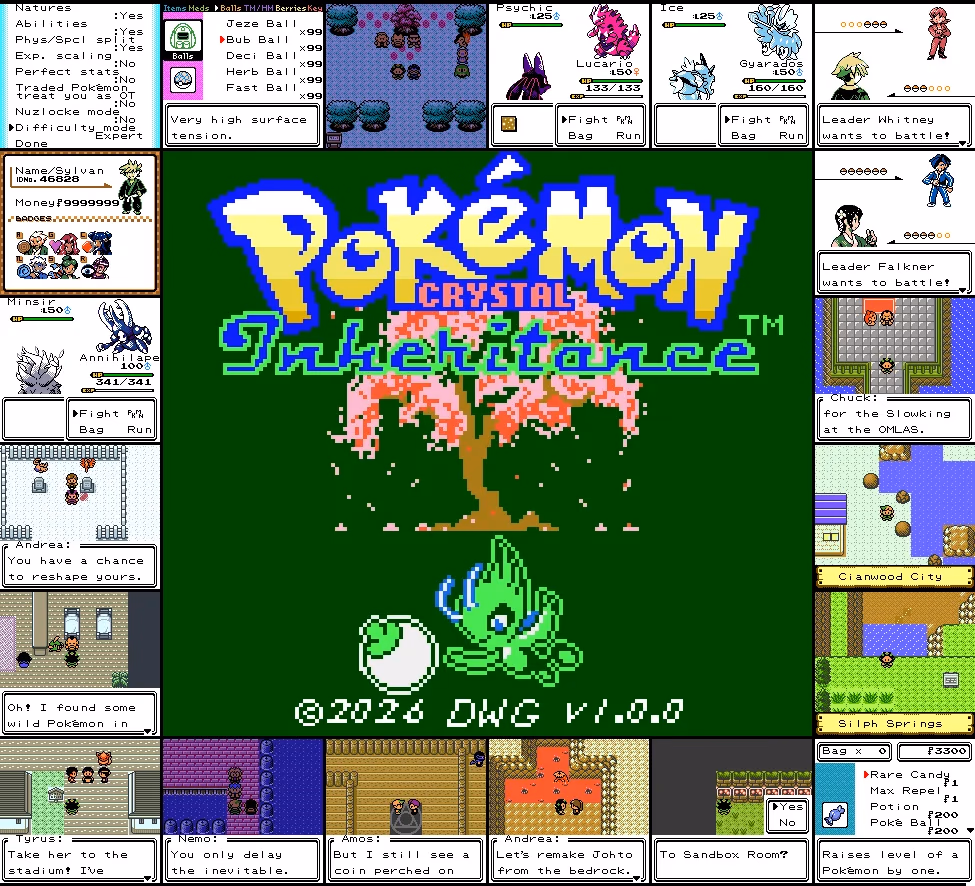Pokémon Crystal Inheritance (GBC) Gameplay Screenshot 1 - Gohan's Tips