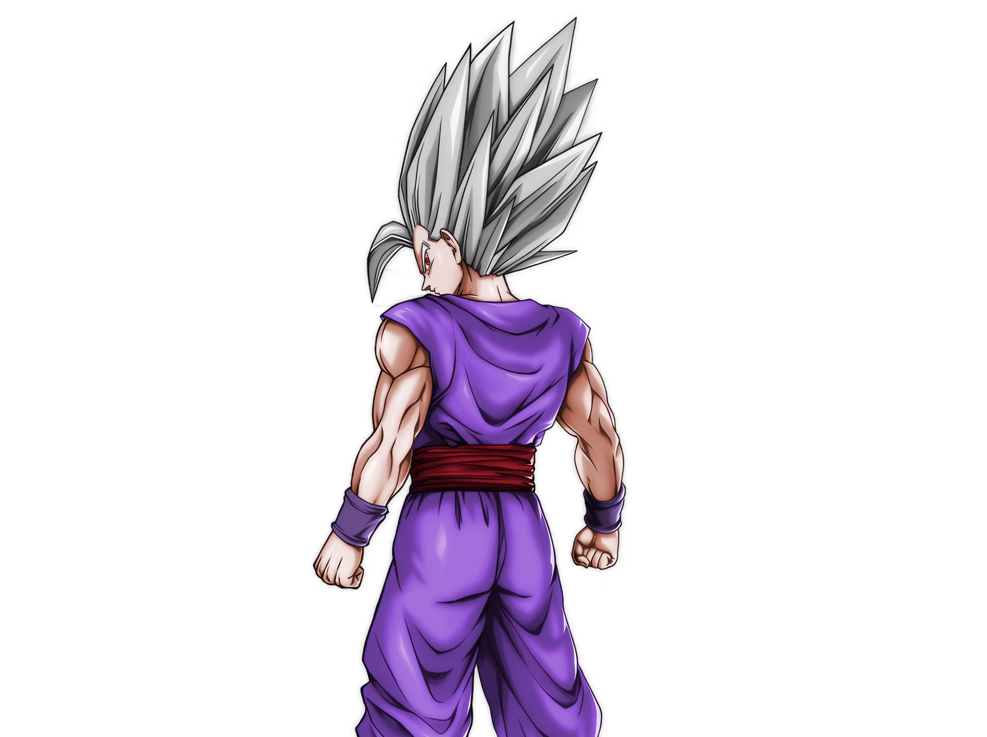 Character with white hair from the back